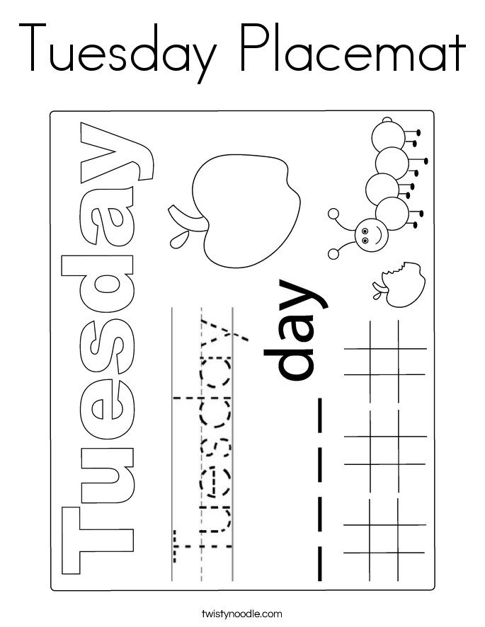 Tuesday Placemat Coloring Page