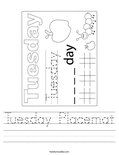 Tuesday Placemat Worksheet