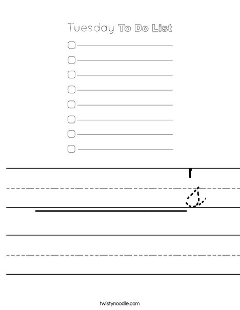 Tuesday To Do List Worksheet