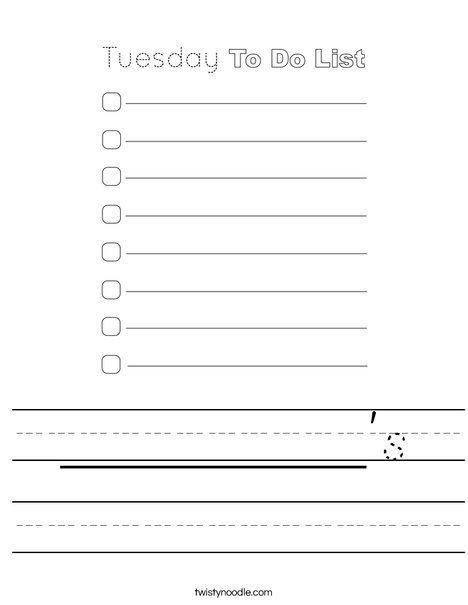 Tuesday To Do List Worksheet