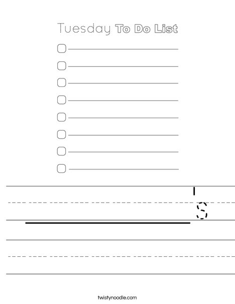 Tuesday To Do List Worksheet