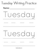 Tuesday Writing Practice Coloring Page