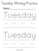 Tuesday Writing Practice Coloring Page