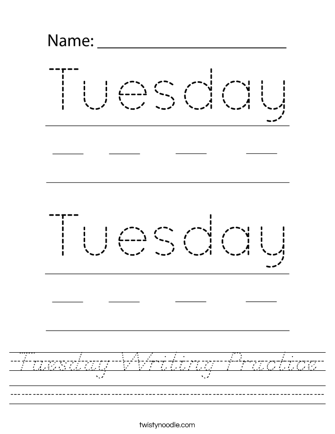 Tuesday Writing Practice Worksheet