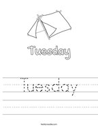 Tuesday Handwriting Sheet