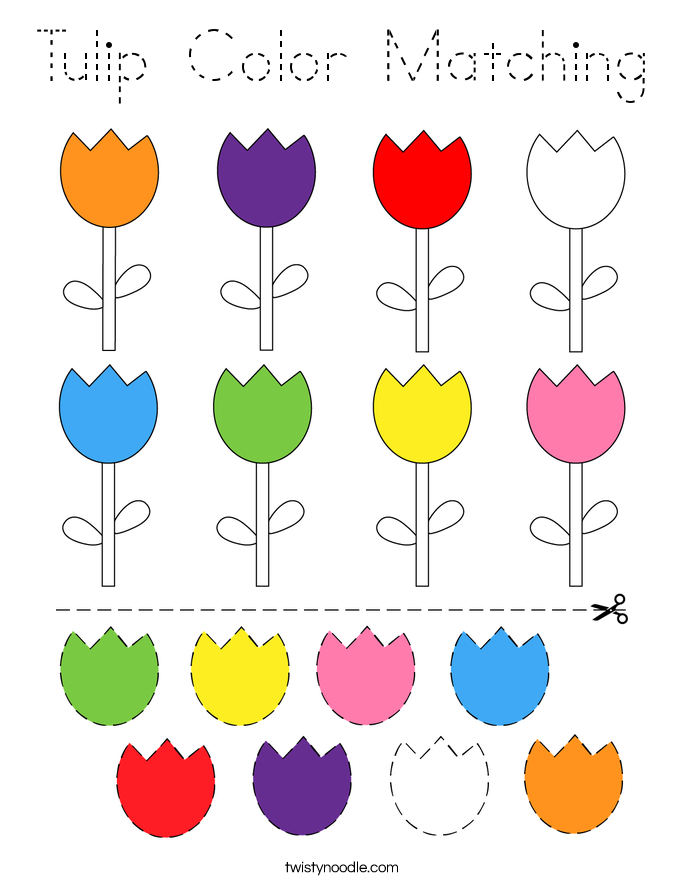 Tulip Color Matching Coloring Page