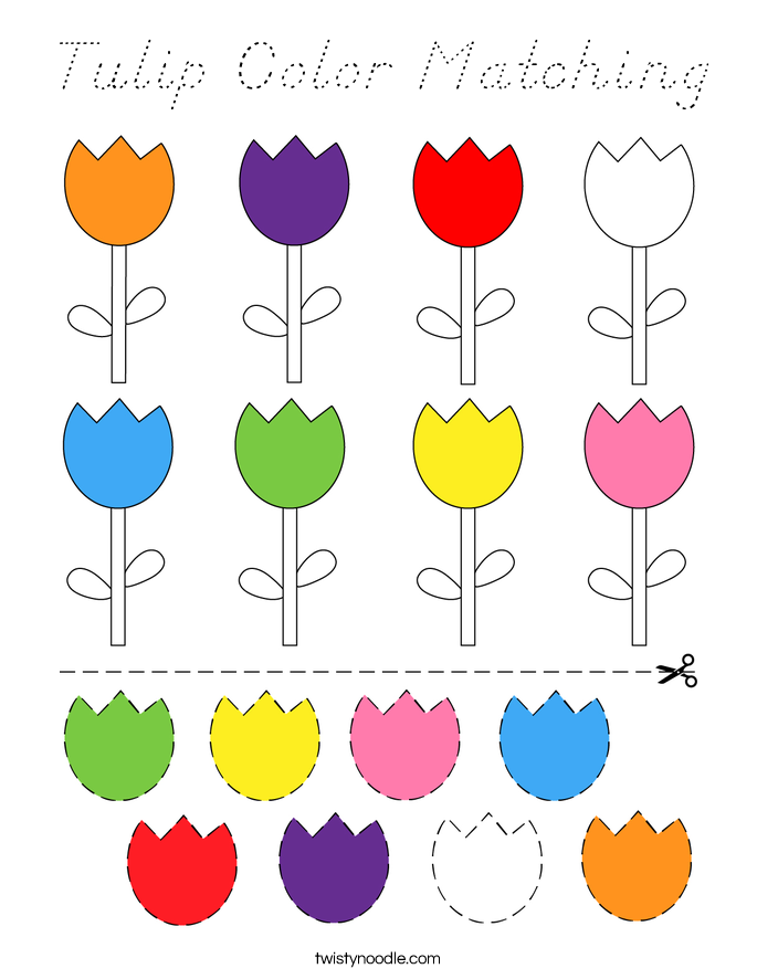 Tulip Color Matching Coloring Page