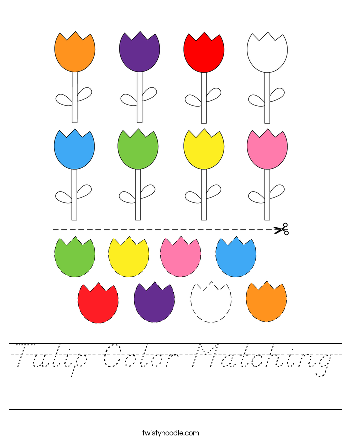 Tulip Color Matching Worksheet