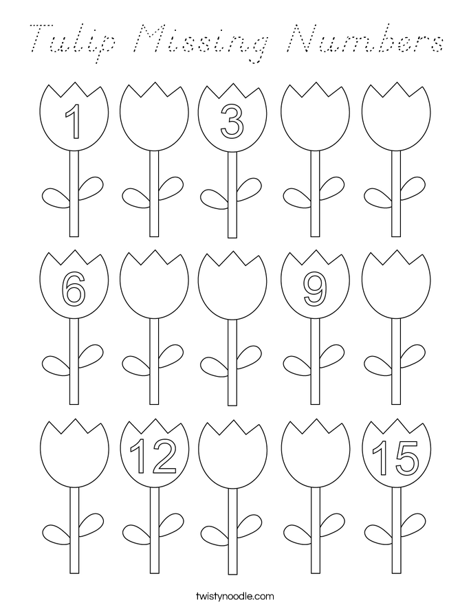 Tulip Missing Numbers Coloring Page