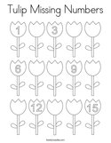 Tulip Missing Numbers Coloring Page