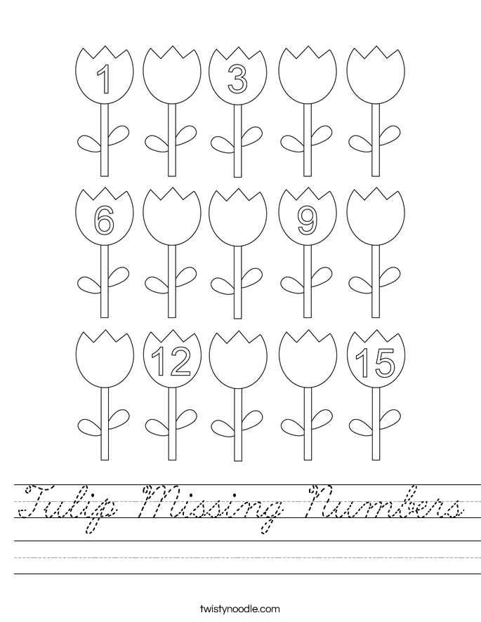 Tulip Missing Numbers Worksheet