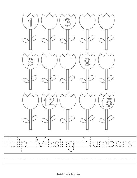Tulip Missing Numbers Worksheet