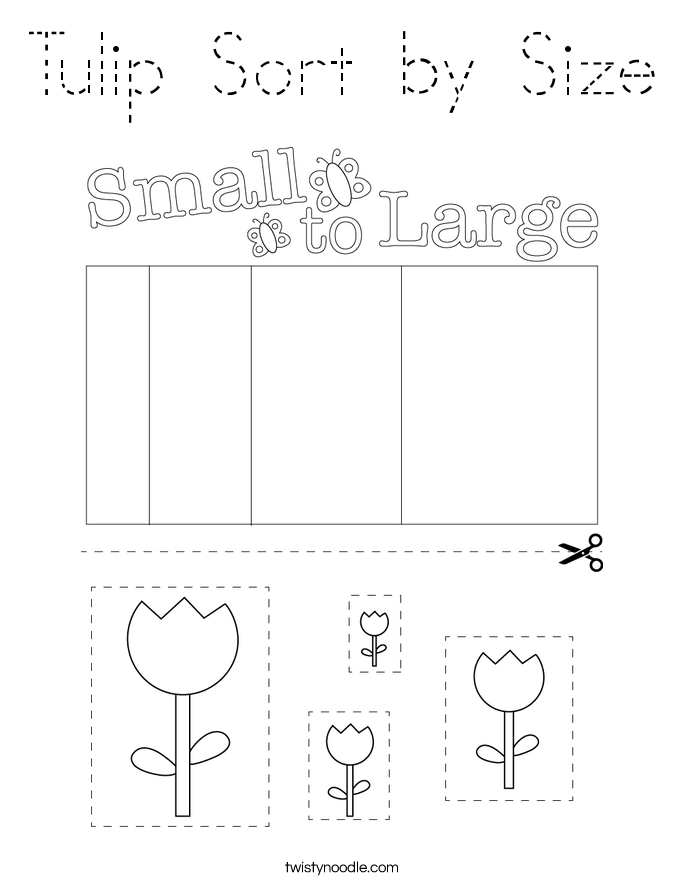Tulip Sort by Size Coloring Page