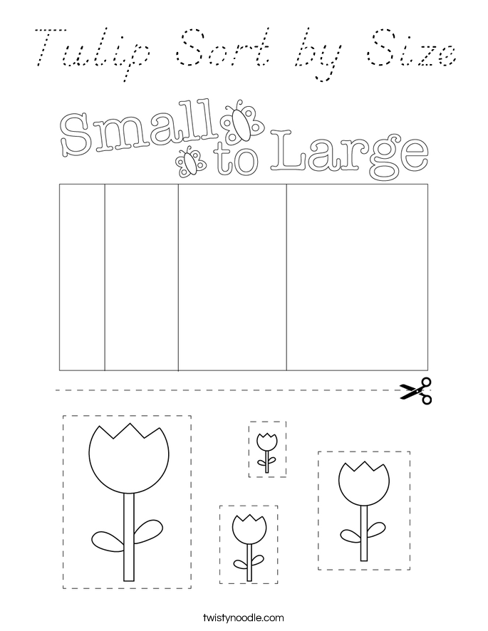 Tulip Sort by Size Coloring Page