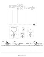 Tulip Sort by Size Handwriting Sheet