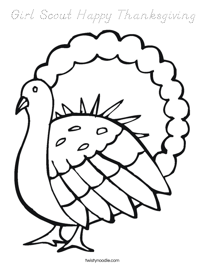 Girl Scout Happy Thanksgiving Coloring Page