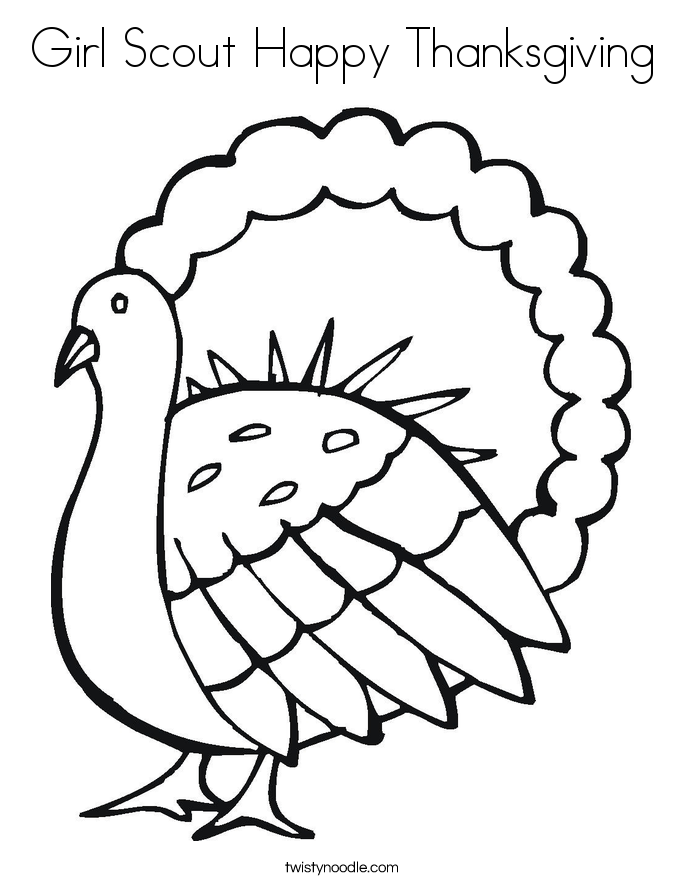 Girl Scout Happy Thanksgiving Coloring Page