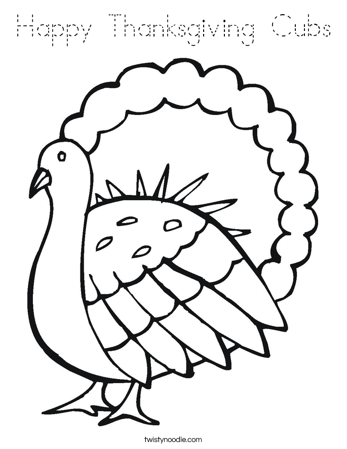 Happy Thanksgiving Cubs Coloring Page
