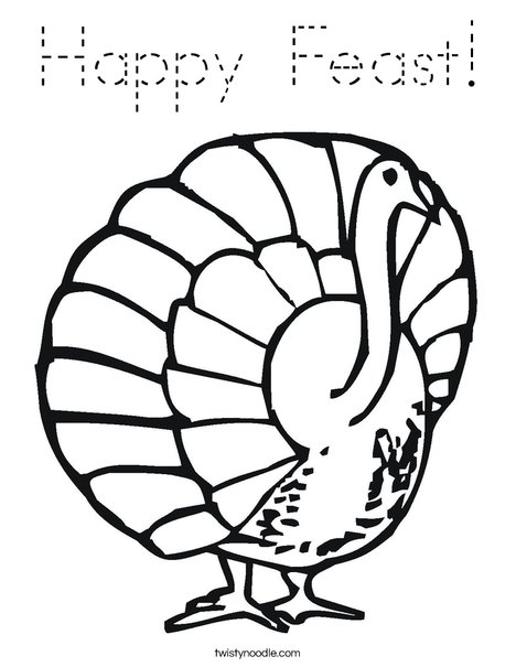 Happy Feast Turkey Coloring Page