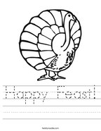 Happy Feast Handwriting Sheet