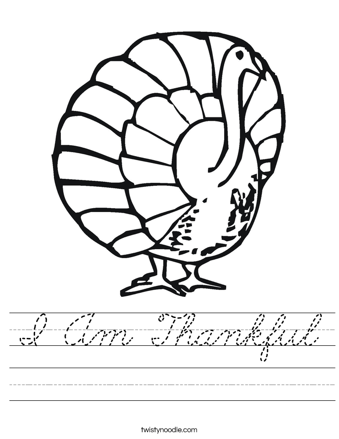 I Am Thankful Worksheet