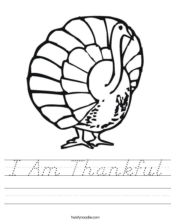 I Am Thankful Worksheet