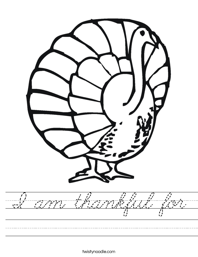 I am thankful for Worksheet