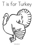 T is for Turkey Coloring Page