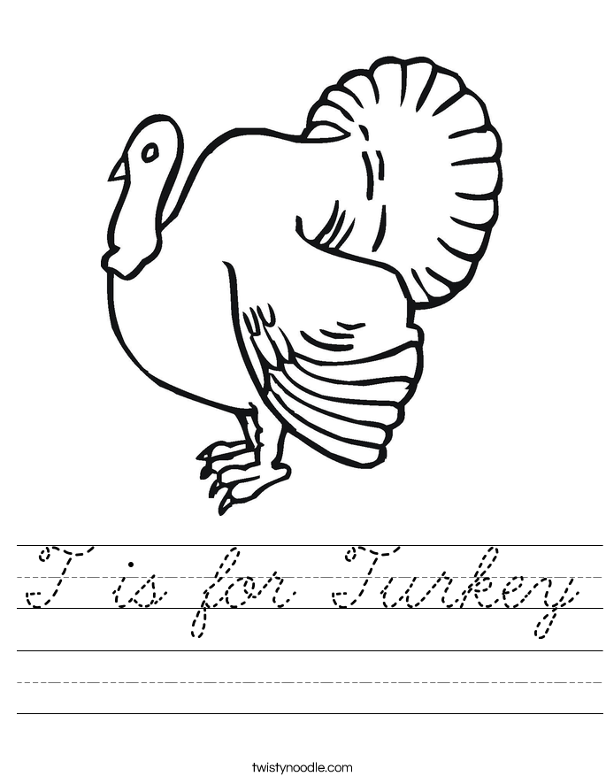 T is for Turkey Worksheet