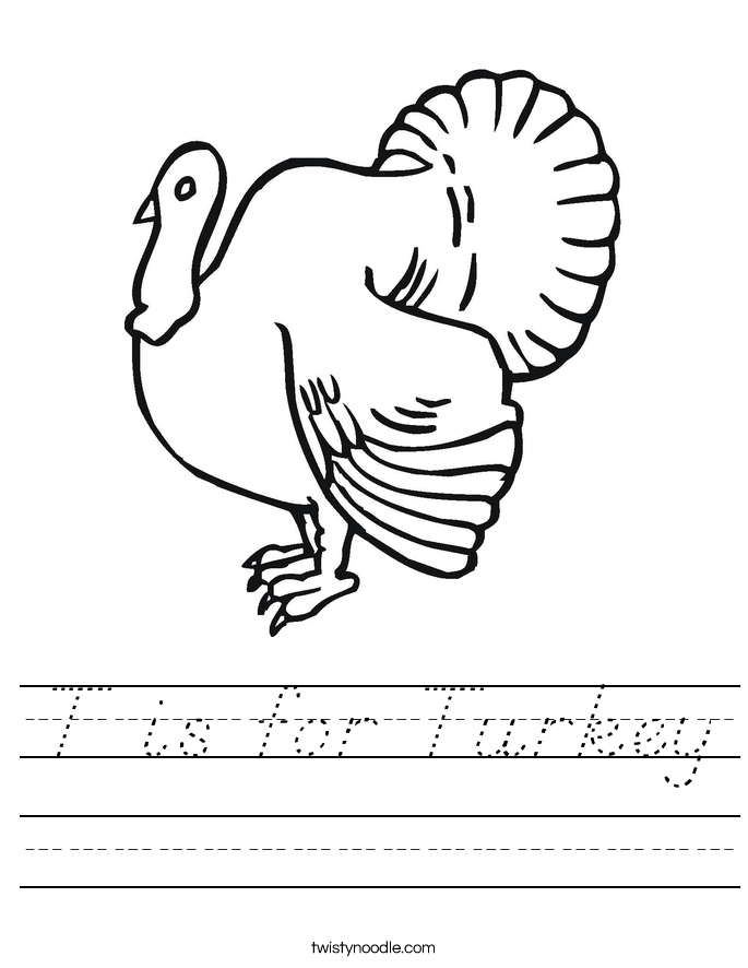 T is for Turkey Worksheet