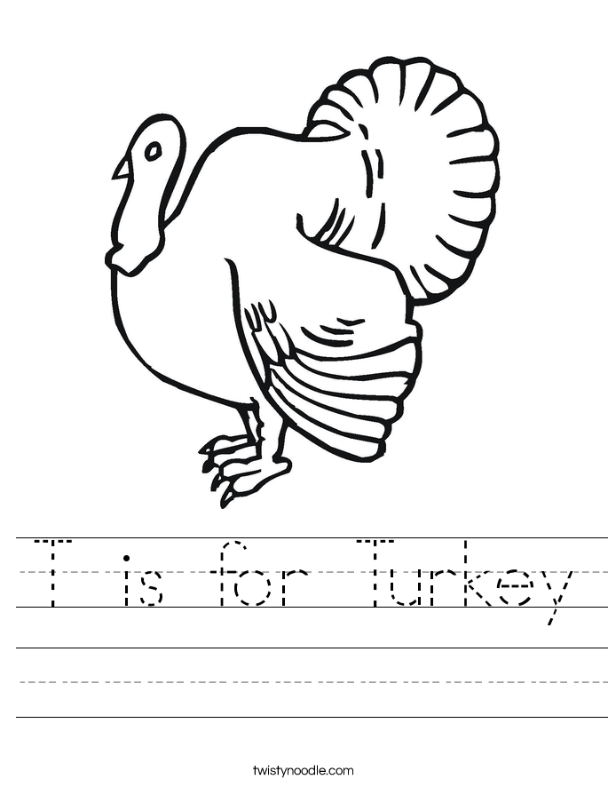 T is for Turkey Worksheet