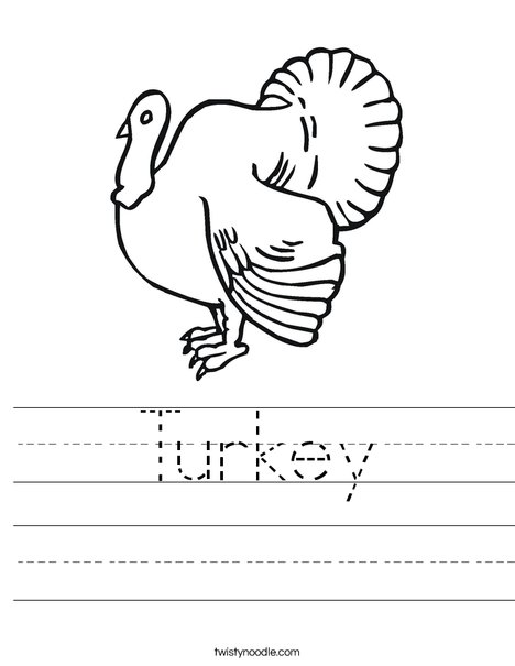 turkey worksheet  twisty noodle