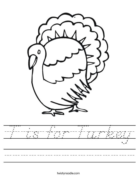 T is for Turkey Worksheet