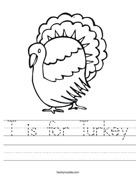 T is for Turkey Worksheet - Twisty Noodle