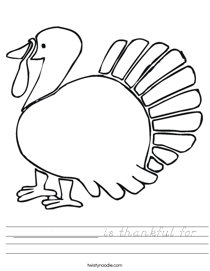 ____________ is thankful for Worksheet