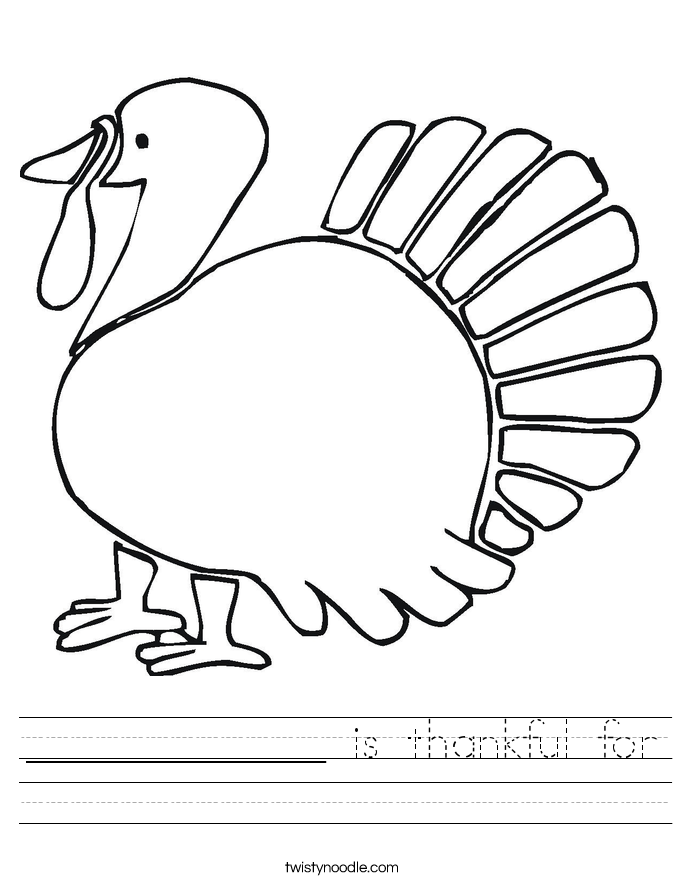 ____________ is thankful for Worksheet