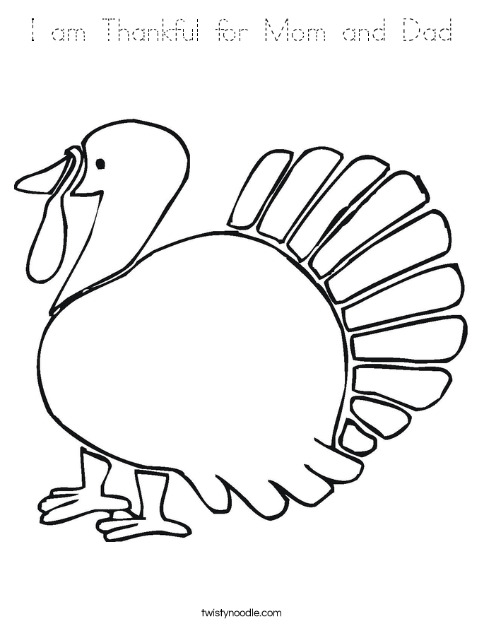 I am Thankful for Mom and Dad Coloring Page