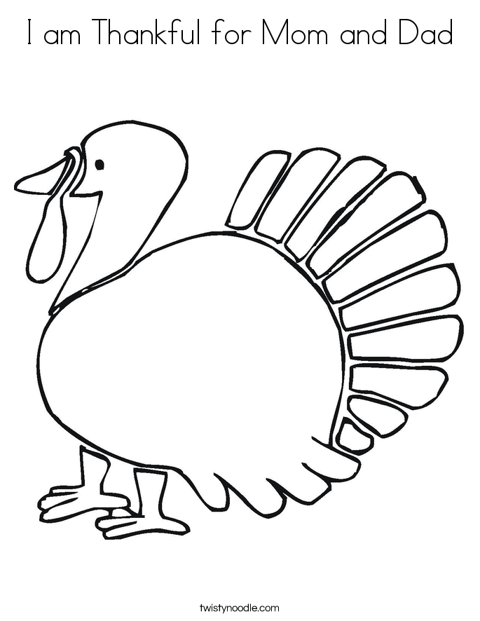I am Thankful for Mom and Dad Coloring Page