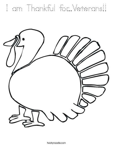 I am Thankful forVeterans Coloring Page - Tracing - Twisty Noodle