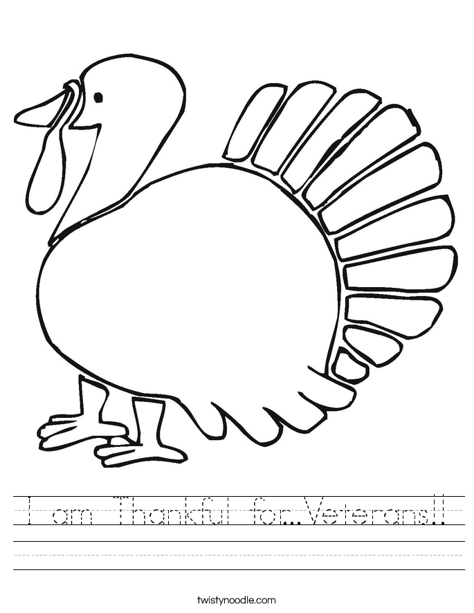 I am Thankful for...Veterans!! Worksheet