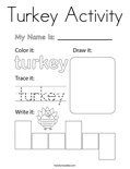 Turkey Activity Coloring Page