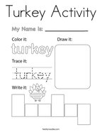 Turkey Activity Coloring Page