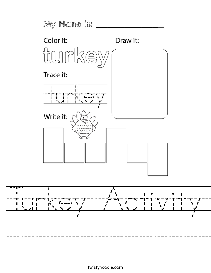 Turkey Activity Worksheet
