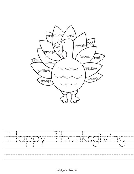 Turkey Colors Worksheet