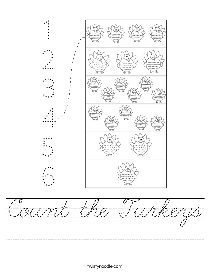 Count the Turkeys Worksheet