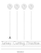 Turkey Cutting Practice Handwriting Sheet