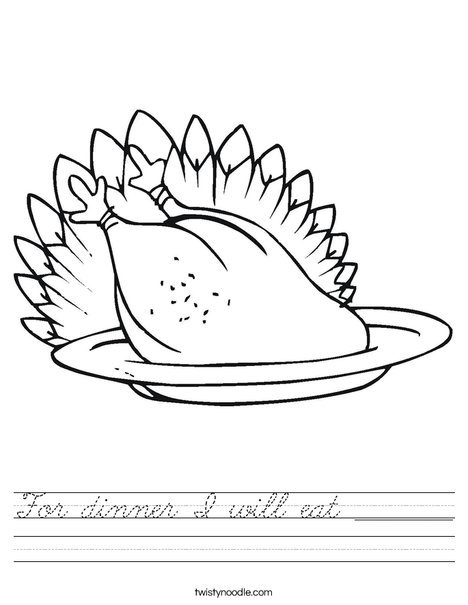Turkey Dinner Worksheet
