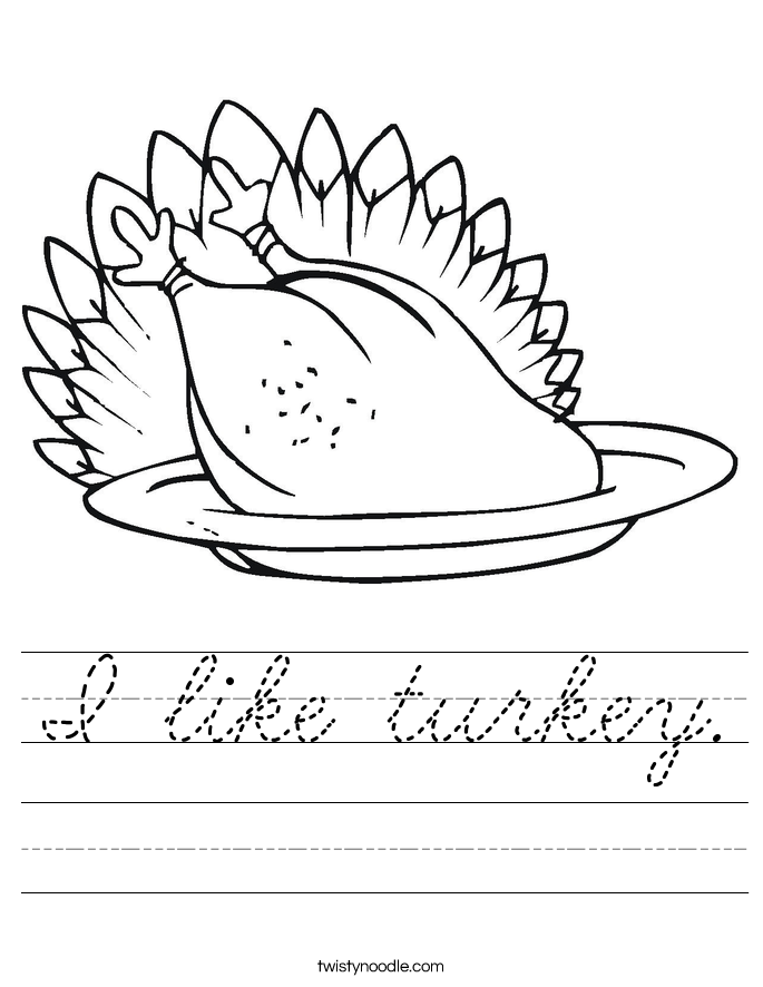 I like turkey. Worksheet