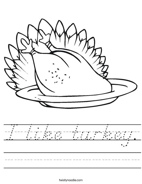 Turkey Dinner Worksheet