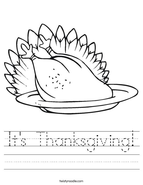 Turkey Dinner Worksheet